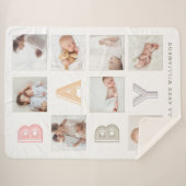 Aangepaste Fotogrid Collage Modern Baby Block Lett Sherpa Deken (Voorkant (horizontaal))