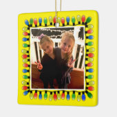 Aangepaste fotogroep lichtgeel keramisch ornament (Links)