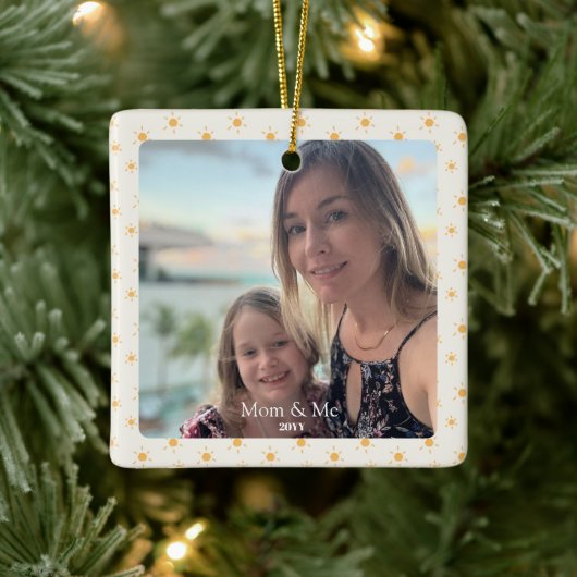 Aangepaste fotoherinnering | Mama en ik cadeau | G Keramisch Ornament (Boom)