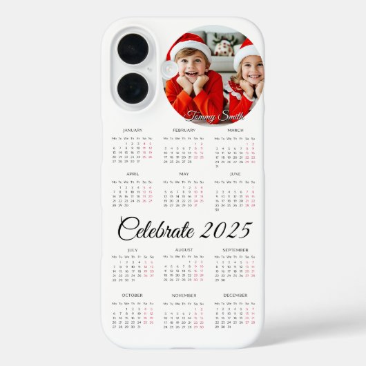 Aangepaste fotokalender 2025 Case-Mate iPhone case (Achterkant)