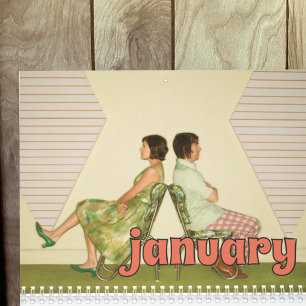 Aangepaste fotokalender met Retro Style Lettering Kalender