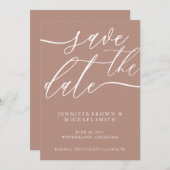 Aangepaste fotokalligrafie Bronze Soft Weddenschap Save The Date (Voorkant / Achterkant)
