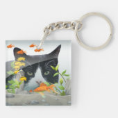 Aangepaste fotokat peerin vistank sleutelhanger (Achterkant)