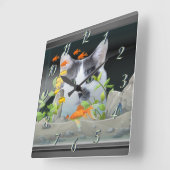 Aangepaste fotokat peerin vistank vierkante klok (Hoek)