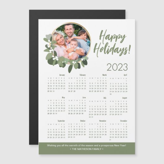 Aangepaste fotokrans 2023 kalender Prettige feestd (Voorkant / Achterkant)