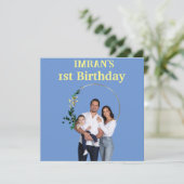 Aangepaste fotolijst 1e verjaardag  kaart (Staand voorkant)