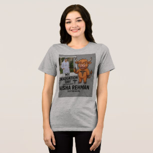 Aangepaste fotolijst Hooglandkoe verzorgt afstuder Tri-Blend Shirt