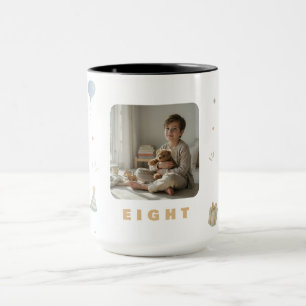 Aangepaste fotomok voor jongen van 8 jaar mok