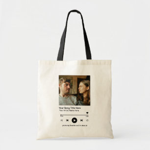 Aangepaste fotomuziekspeler Persoonlijk lied-cadea Tote Bag