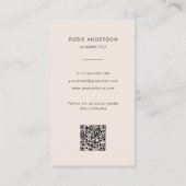 Aangepaste fotomuzikant QR-code Blush Roze Visitekaartje (Achterkant)