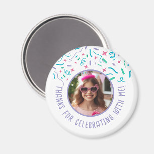 Aangepaste Fotonaam Confetti Viering Dank u Magneet