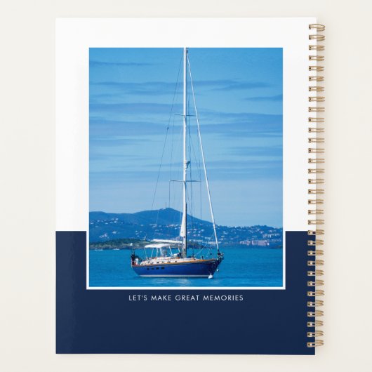 Aangepaste Fotonaam Donkerblauw Modern Planner (Achterkant)