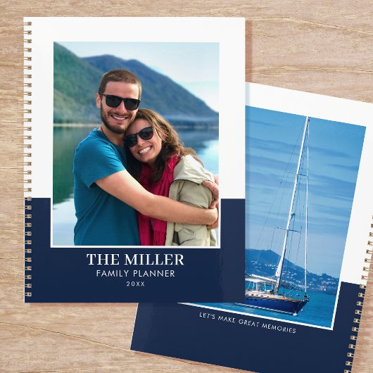 Aangepaste Fotonaam Donkerblauw Modern Planner