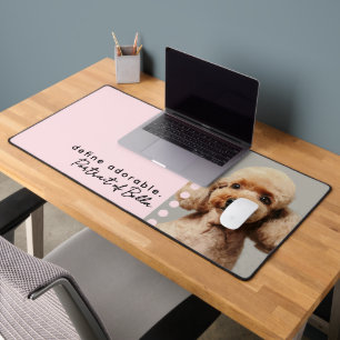 Aangepaste fotonaam Funny Dog Quote Pastelroze Bureaumat
