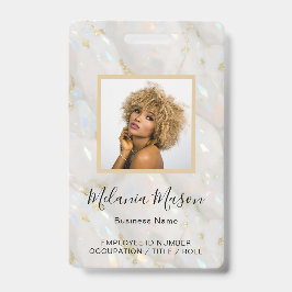 Aangepaste Fotonaam Holografische Faux Opal Stone Badge