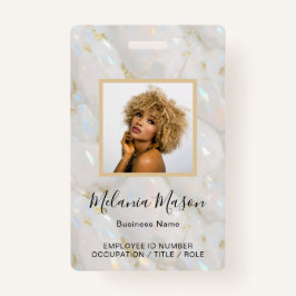 Aangepaste Fotonaam Holografische Faux Opal Stone Badge