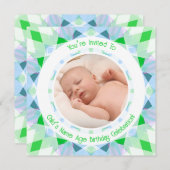 Aangepaste fotonaam Leeftijd Blauw Groen Verjaarda Kaart (Voorkant / Achterkant)