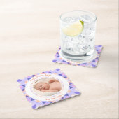 Aangepaste fotonaam Leeftijd Roze Paarse Verjaarda Kartonnen Onderzetters (Insitu)