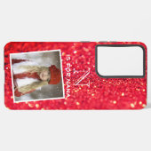 Aangepaste fotonaam Monogram rood glitter Samsung Galaxy Hoesje (Linkerkant)