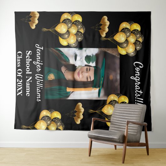 Aangepaste fotonaam Schooljaar Afstudeerfeestje Wandkleed (In Situ (horizontaal))