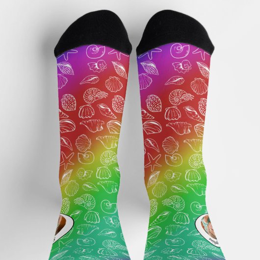 Aangepaste fotonaam Shellfish Pattern Socks Sokken (Top)