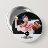 Aangepaste fotonaam, sportteam & nummer pincode Bu Ronde Button 7,6 Cm (Voorkant /achterkant)
