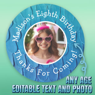 Aangepaste Fotonaam Zeemeermin Thema Verjaardag Da Ronde Sticker