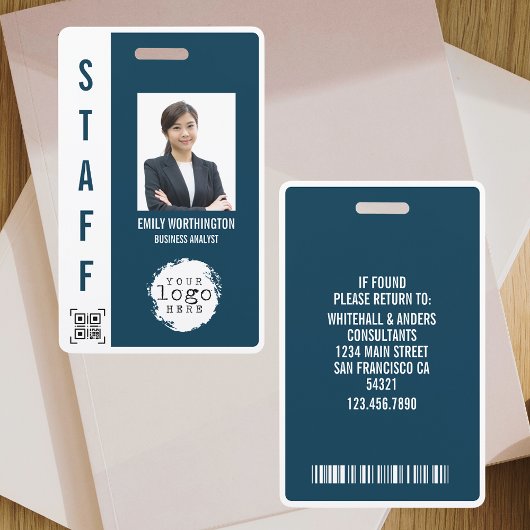 Aangepaste fotonaambadge met QR-code barcode voor Badge