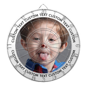 Aangepaste fotopijltjespaneel & tekst - WIT omlijs Dartbord