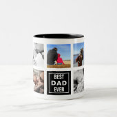 Aangepaste foto's Collage en Pap Text Squares Tweekleurige Koffiemok (Center)