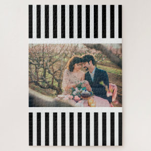 Aangepaste foto's / Elegant Black en White Stripes Legpuzzel
