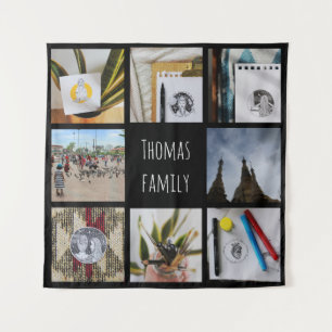 Aangepaste foto's en naam instagram Collage Wandkleed