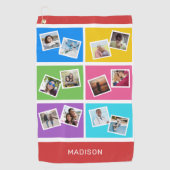 Aangepaste foto's en naam kleurrijk golfhanddoek (Voorkant)