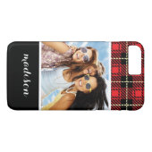 Aangepaste foto's en naam rode speldenkachtergrond Case-Mate iPhone case (Achterkant (Horizontaal))