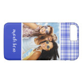 Aangepaste foto's en namen Blauw Wit Geplakt 2 Case-Mate iPhone Case (Achterkant (Horizontaal))