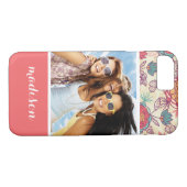 Aangepaste foto's en namen pony en bladpatroon Case-Mate iPhone case (Achterkant (Horizontaal))