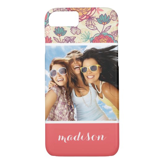 Aangepaste foto's en namen pony en bladpatroon Case-Mate iPhone case (Achterkant)