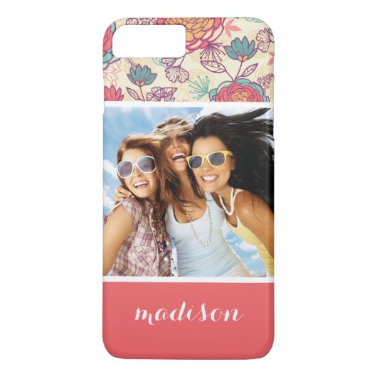 Aangepaste foto's en namen pony en bladpatroon Case-Mate iPhone case (Achterkant)