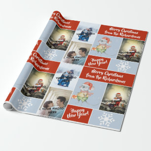 Aangepaste foto's en tekst met een schattige Santa Cadeaupapier