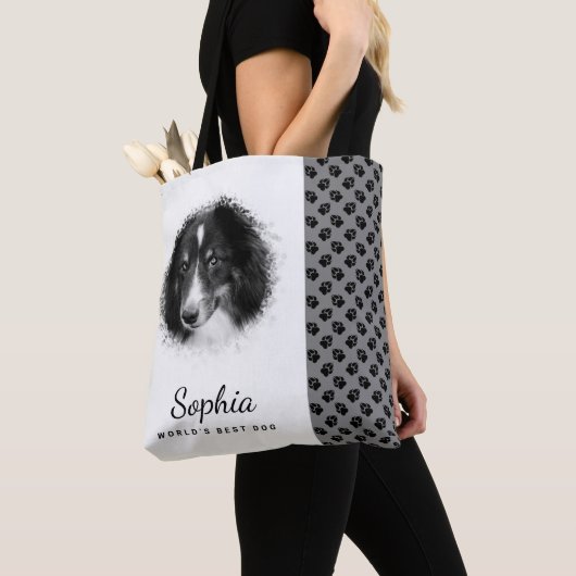 Aangepaste foto's en zwarte petten op grijs en Jou Draagtas (Dichtbij)