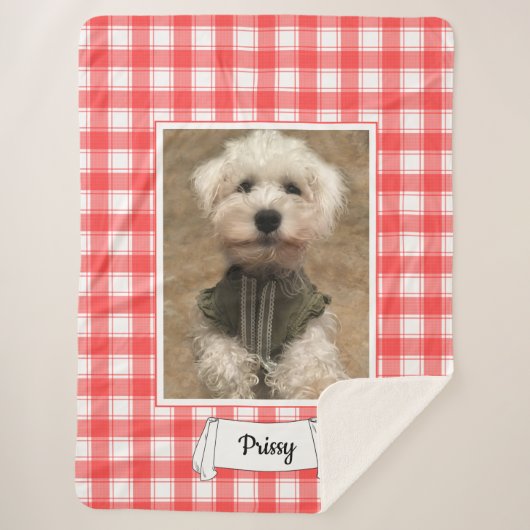 Aangepaste foto's in landstaal, rood en wit sherpa deken (Voorkant)