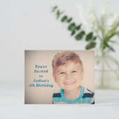 Aangepaste foto's Kinderen van Birthday Party Blue Kaart (Staand voorkant)