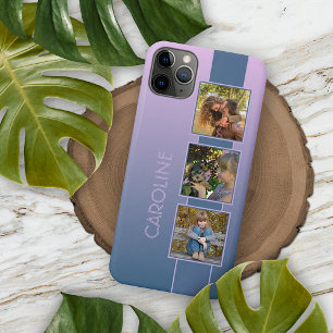 Aangepaste foto's op ombre roze donkerpaars blauw iPhone 11 pro max hoesje