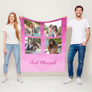 Aangepaste foto's op roze fleece deken