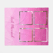 Aangepaste foto's op roze fleece deken (Voorkant (Horizontaal))
