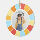 Aangepaste foto's Retro Sunray Keramisch Ornament (Links)