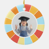 Aangepaste foto's Retro Sunray Keramisch Ornament (Achterkant)