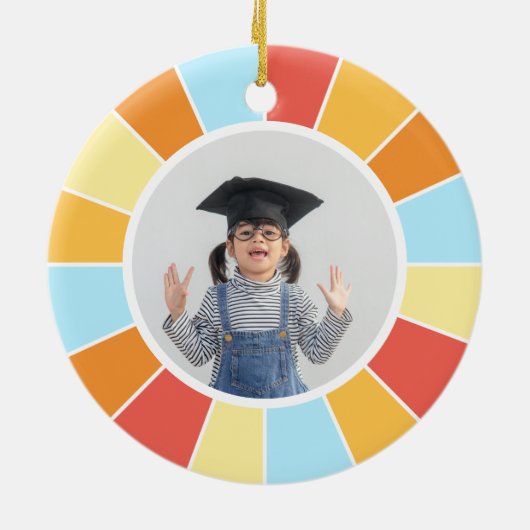 Aangepaste foto's Retro Sunray Keramisch Ornament (Achterkant)