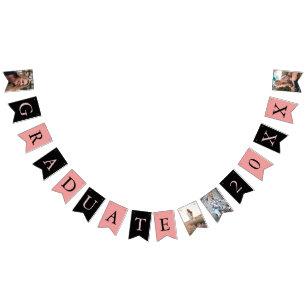 Aangepaste foto's Roze zwart Afstuderen  Vlaggetjes