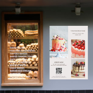 Aangepaste foto's Scan QR Code Menu Cake Bakkerij  Poster